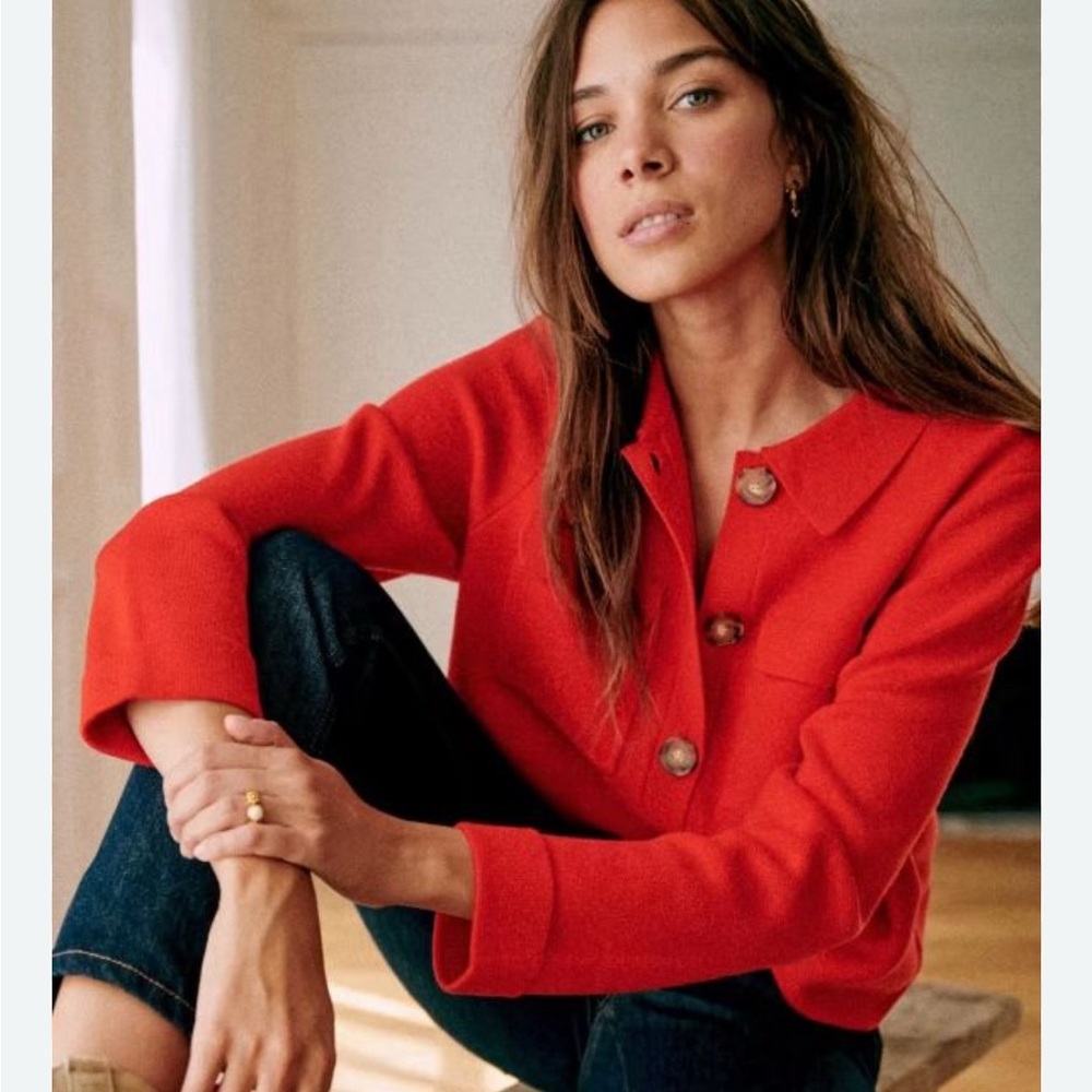 Sezane Betty cardigan in red